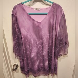 Sese Code Women's Nylon Mesh Purple Print Tunic Top Sz 3XL Fairy Summer Travel